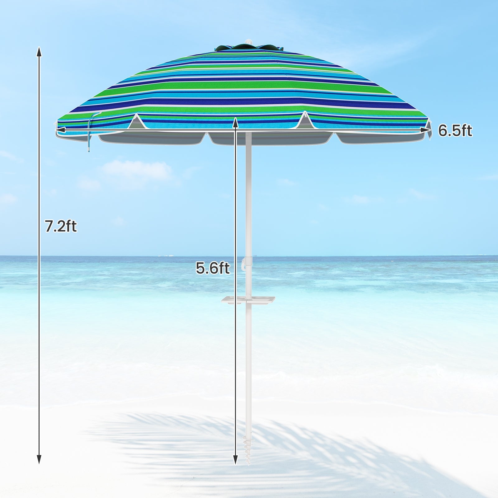 7.2 Feet Portable Outdoor Beach Umbrella, With Sand Anchor, Green Outdoor Umbrellas at Gallery Canada