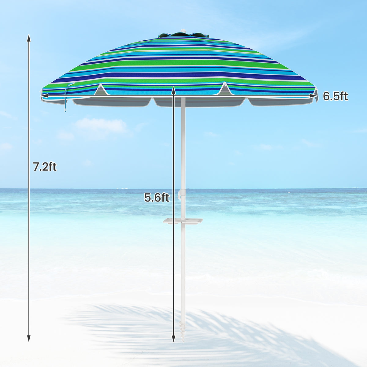 7.2 Feet Portable Outdoor Beach Umbrella, With Sand Anchor, Green Outdoor Umbrellas at Gallery Canada