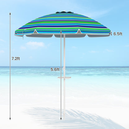 7.2 Feet Portable Outdoor Beach Umbrella, With Sand Anchor, Green Outdoor Umbrellas at Gallery Canada