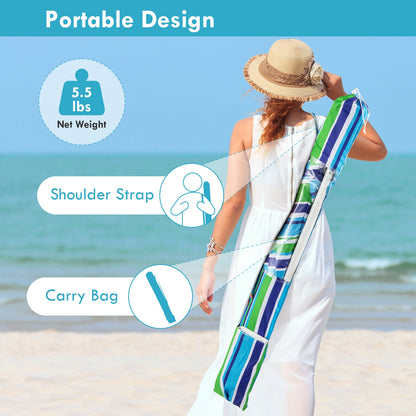 7.2 Feet Portable Outdoor Beach Umbrella, With Sand Anchor, Green Outdoor Umbrellas at Gallery Canada
