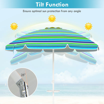 7.2 Feet Portable Outdoor Beach Umbrella, With Sand Anchor, Green Outdoor Umbrellas at Gallery Canada