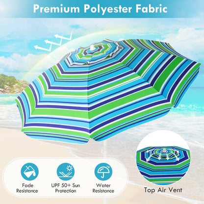 7.2 Feet Portable Outdoor Beach Umbrella, With Sand Anchor, Green Outdoor Umbrellas at Gallery Canada