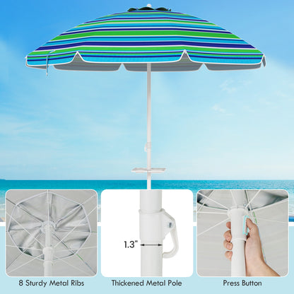 7.2 Feet Portable Outdoor Beach Umbrella, With Sand Anchor, Green Outdoor Umbrellas at Gallery Canada