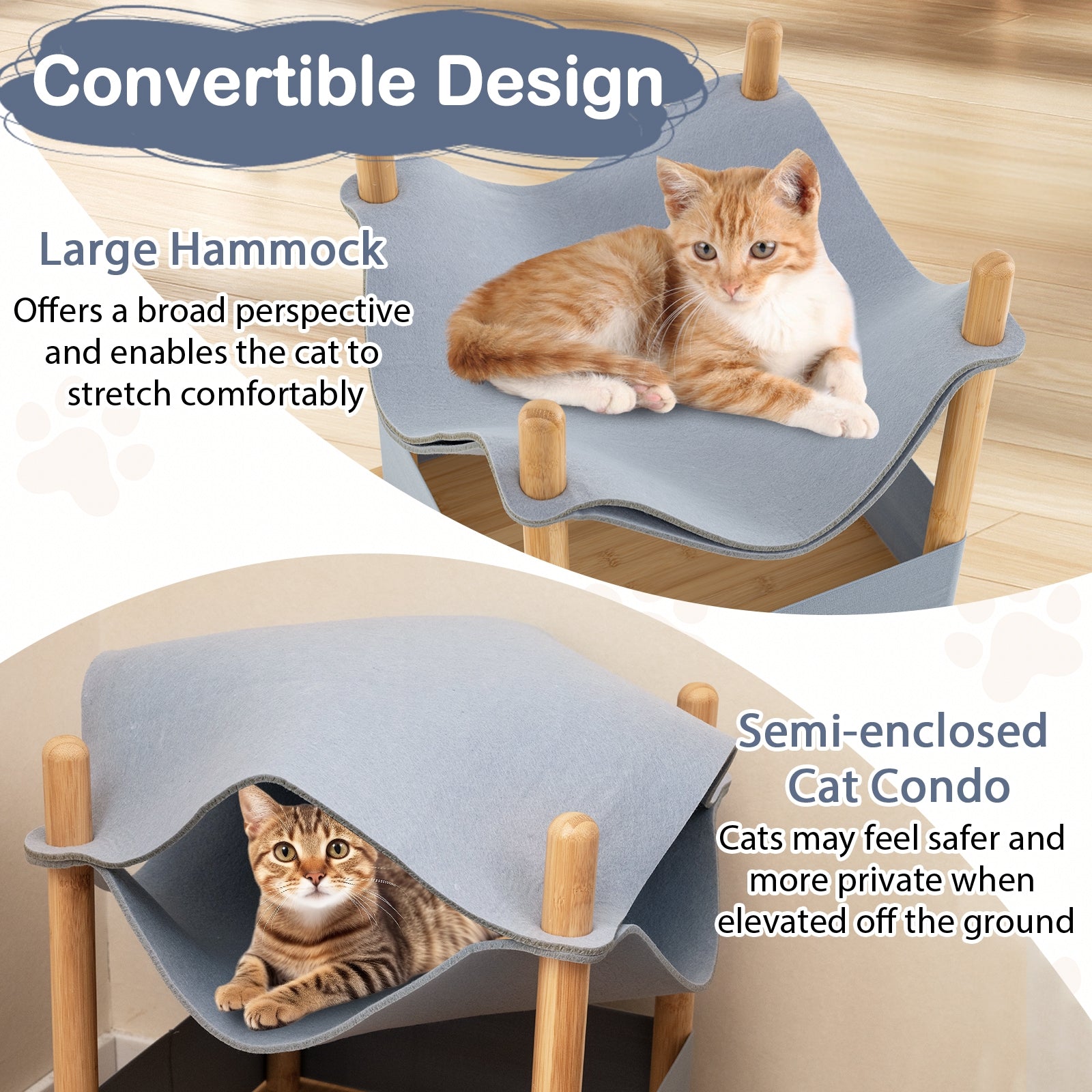 2-Tier Wooden Cat House, Semi-Enclosed Condo, Removable Clothes, Gray Cat Trees Condos & Scratchers at Gallery Canada