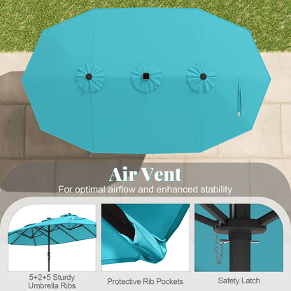 15 Feet Patio Umbrella, 48 LED Lights, Turquoise Outdoor Umbrellas at Gallery Canada