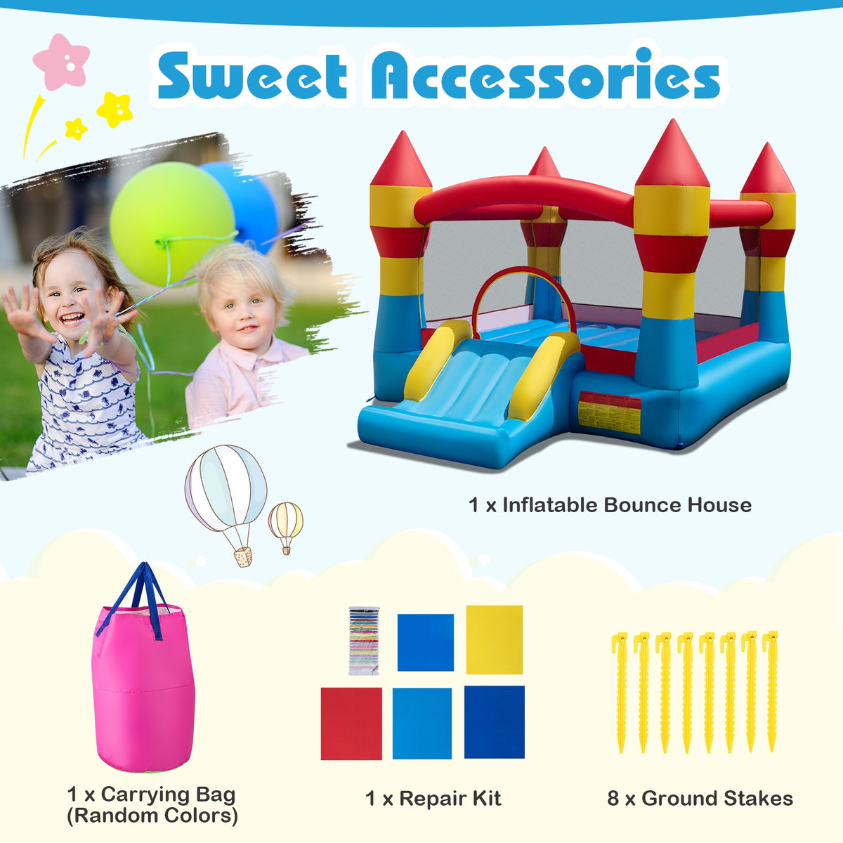 3-in-1 Kids Bouncer with Slide, Basketball Hoop, Large Jumping Area Bounce House at Gallery Canada