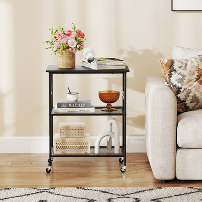 3-Tier Kitchen Cart, Microwave Rack With Hooks, Black Baker's Racks at Gallery Canada