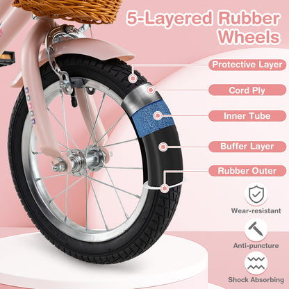 14 Inch Kids Bike, Adjustable Height, Basket, Ages 3-5, Pink Kids Bike at Gallery Canada