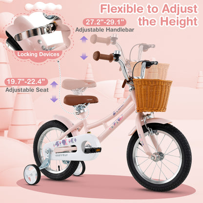 14 Inch Kids Bike, Adjustable Height, Basket, Ages 3-5, Pink Kids Bike at Gallery Canada