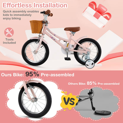 14 Inch Kids Bike, Adjustable Height, Basket, Ages 3-5, Pink Kids Bike at Gallery Canada