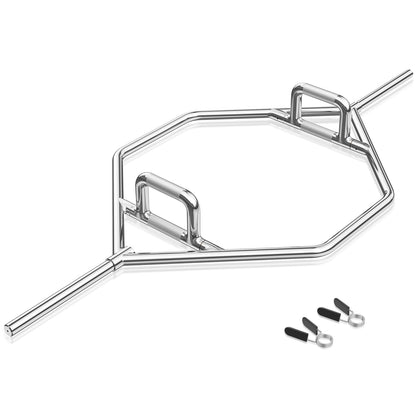Olympic Hex Trap Bar, 2 Spring Collars, Foldable Handle, Silver Weights Accessories Silver at Gallery Canada