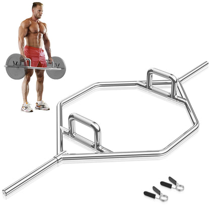 Olympic Hex Trap Bar, 2 Spring Collars, Foldable Handle, Silver Weights Accessories at Gallery Canada