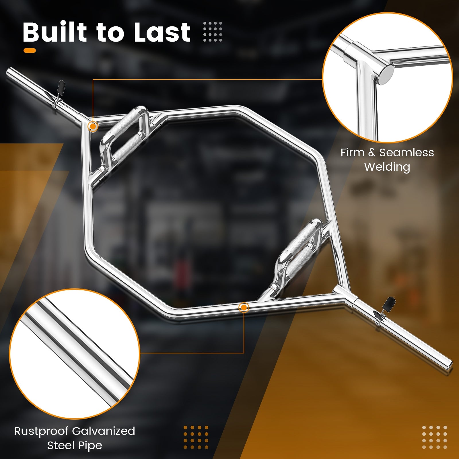 Olympic Hex Trap Bar, 2 Spring Collars, Foldable Handle, Silver Weights Accessories at Gallery Canada