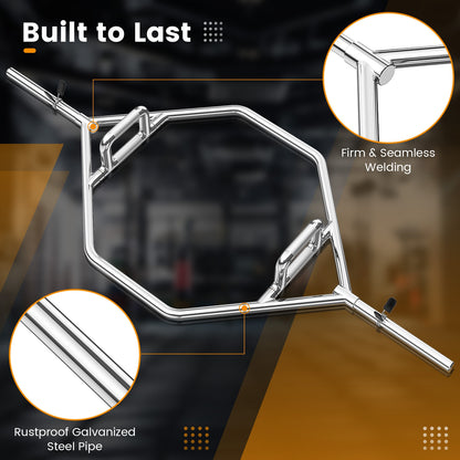 Olympic Hex Trap Bar, 2 Spring Collars, Foldable Handle, Silver Weights Accessories at Gallery Canada