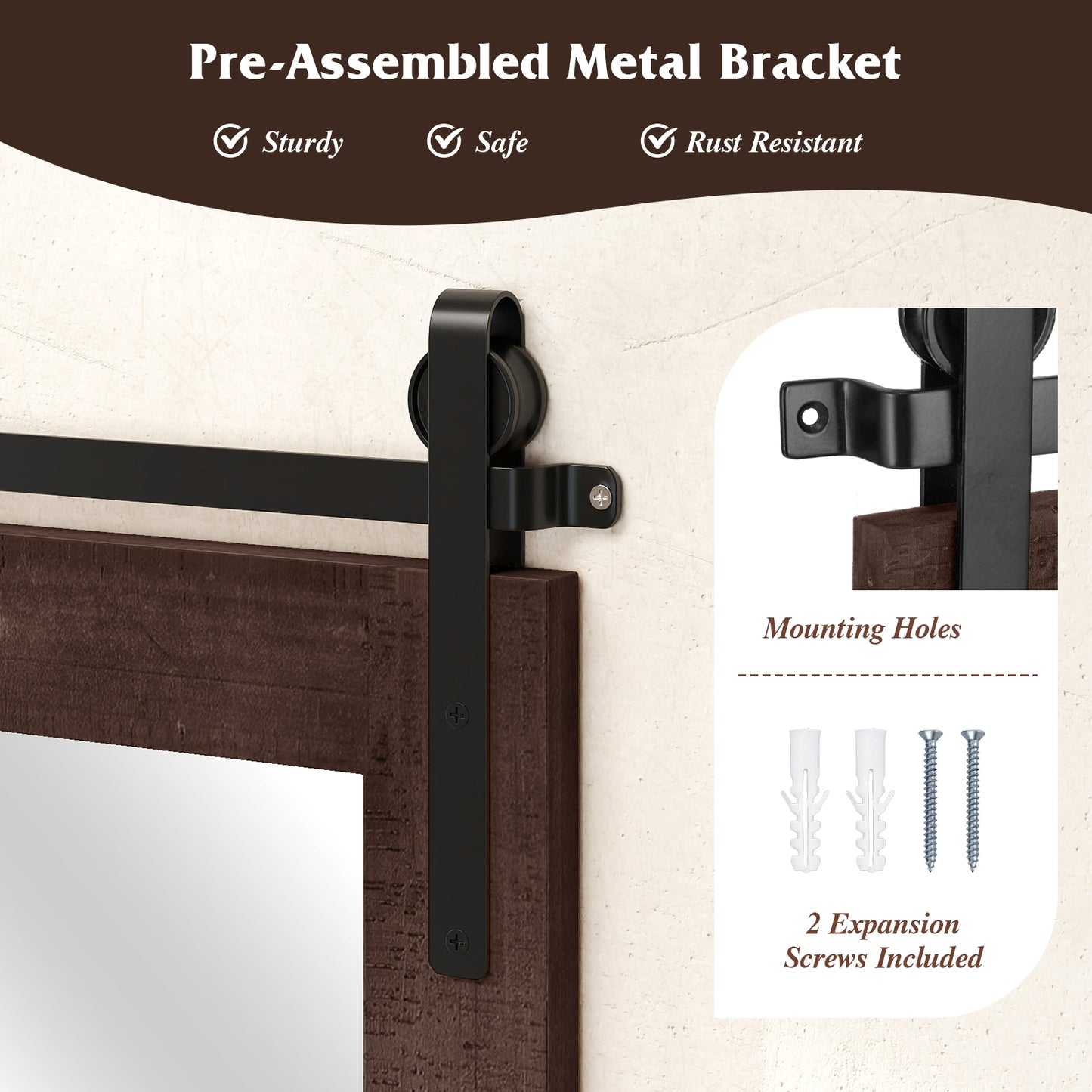 Rustic Wood Frame Barn Door Style Farmhouse Wall Mirror, Walnut Wall Mirrors at Gallery Canada