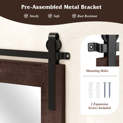 Rustic Wood Frame Barn Door Style Farmhouse Wall Mirror, Walnut Wall Mirrors at Gallery Canada