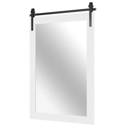 Rustic Wood Frame Barn Door Wall Mirror, White Wall Mirrors at Gallery Canada