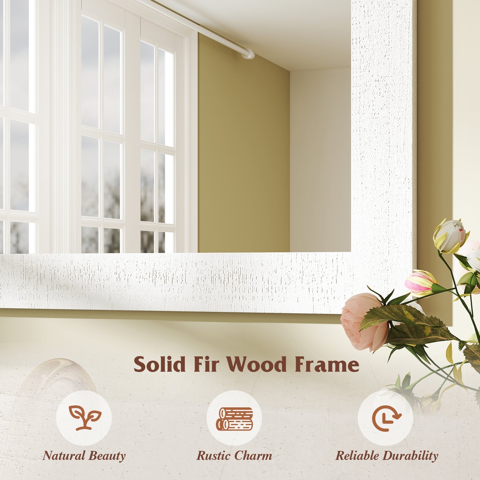 Rustic Wood Frame Barn Door Wall Mirror, White Wall Mirrors at Gallery Canada
