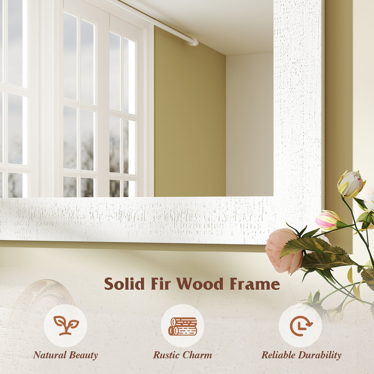Rustic Wood Frame Barn Door Wall Mirror, White Wall Mirrors at Gallery Canada