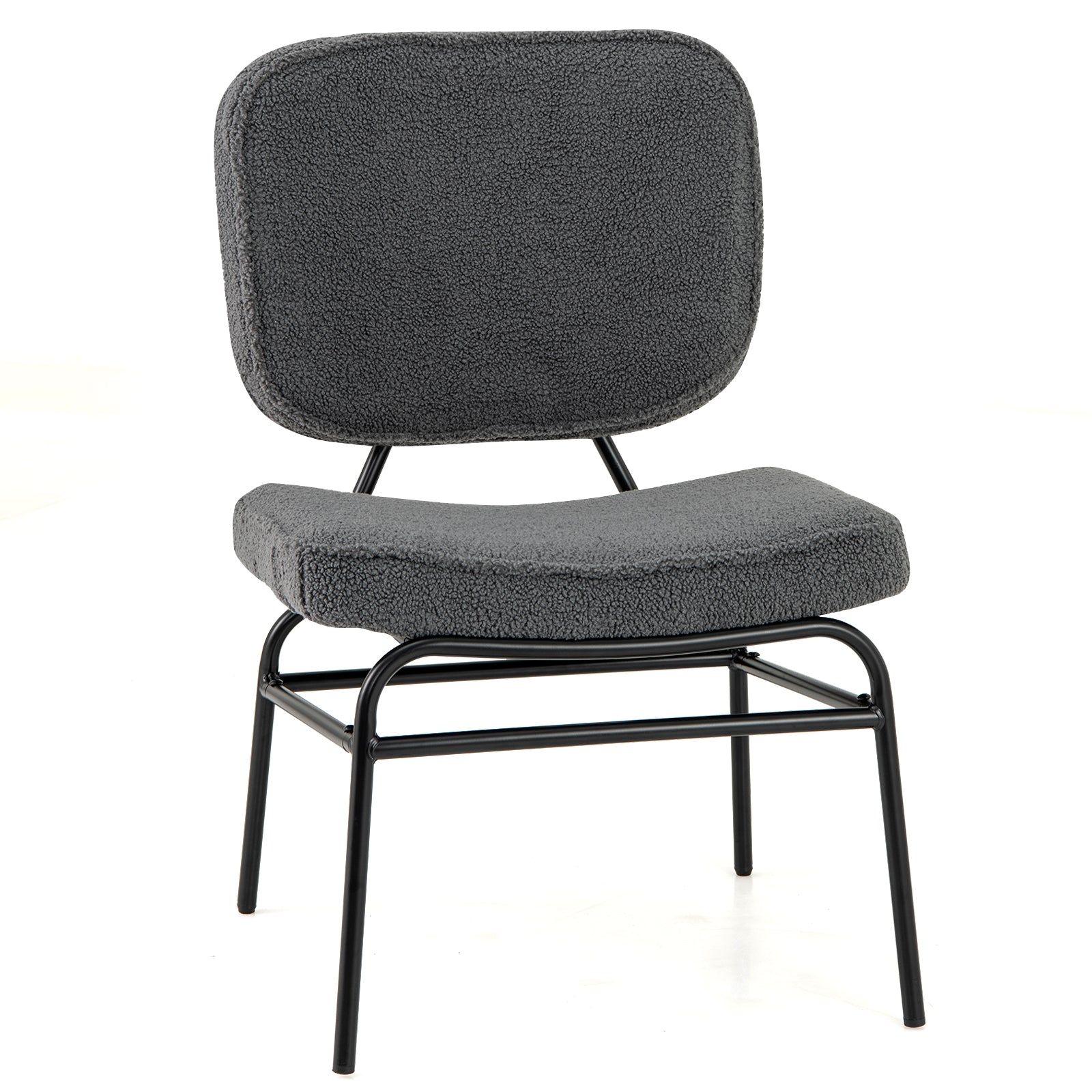 Sherpa Upholstered Accent Reading Chair, Gray Armless Chairs at Gallery Canada