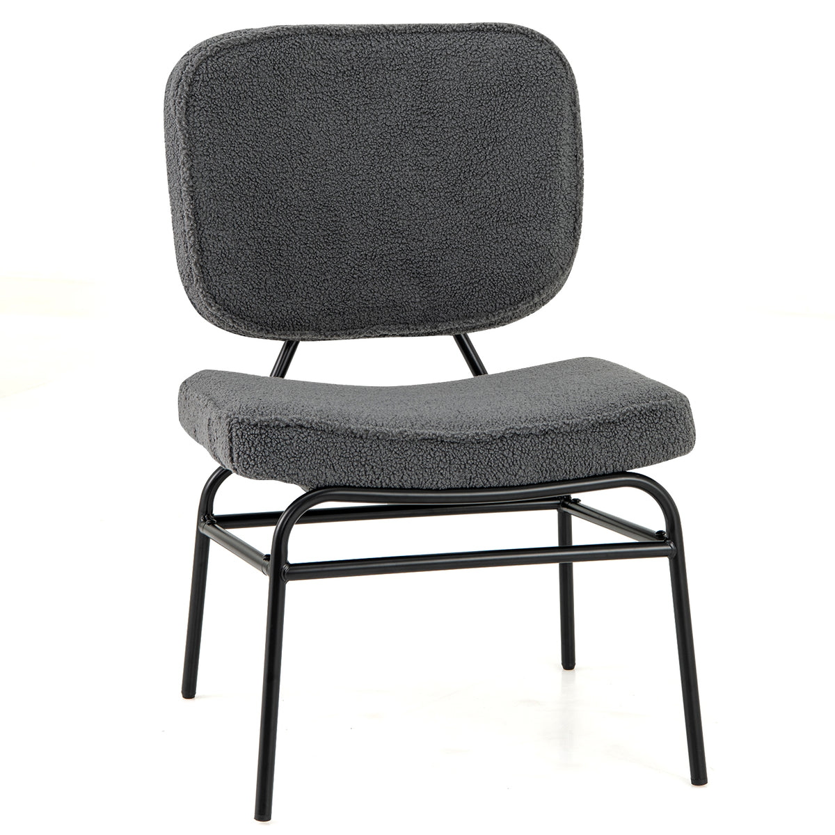 Sherpa Upholstered Accent Reading Chair, Gray Armless Chairs at Gallery Canada