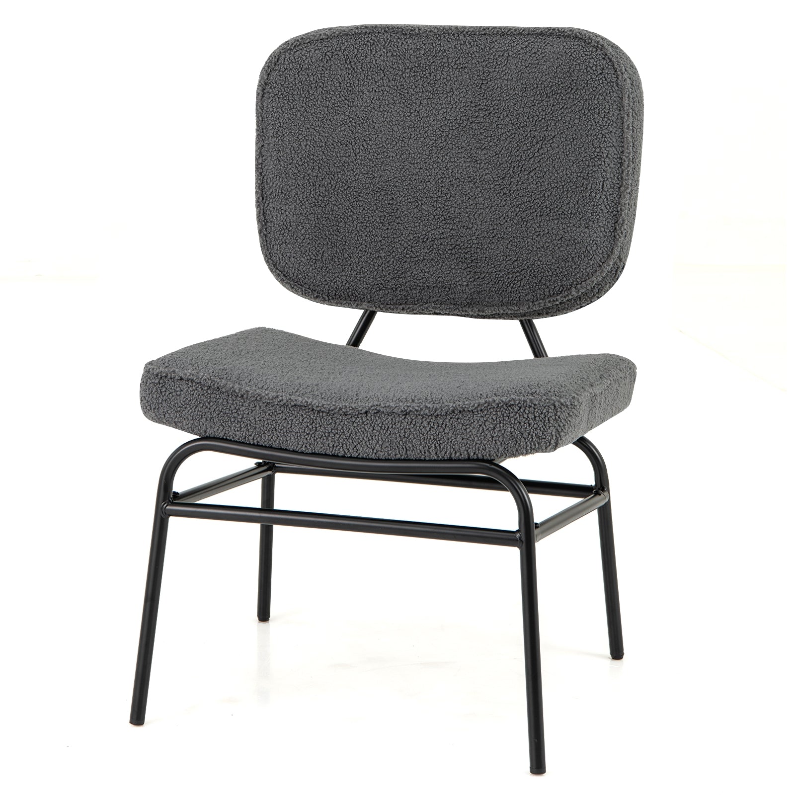 Sherpa Upholstered Accent Reading Chair, Gray Armless Chairs at Gallery Canada