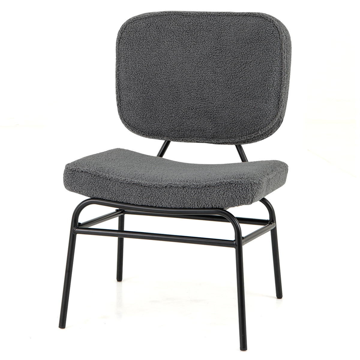 Sherpa Upholstered Accent Reading Chair, Gray Armless Chairs at Gallery Canada