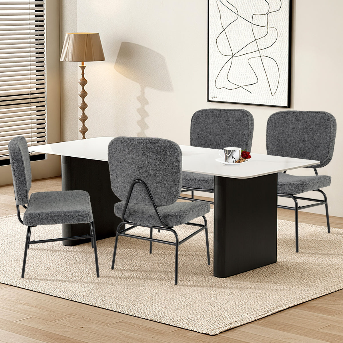 Sherpa Upholstered Accent Reading Chair, Gray Armless Chairs at Gallery Canada