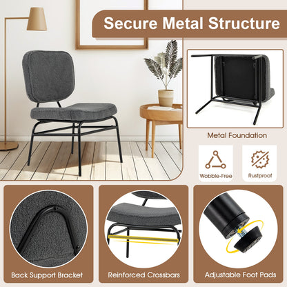 Sherpa Upholstered Accent Reading Chair, Gray Armless Chairs at Gallery Canada