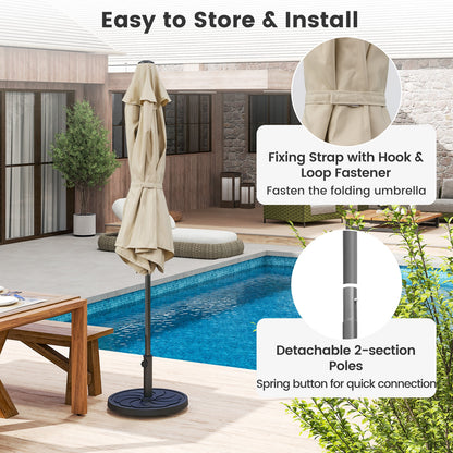 7.5 Feet Outdoor Patio Umbrella, Push Button Tilt, Beige Outdoor Umbrellas at Gallery Canada