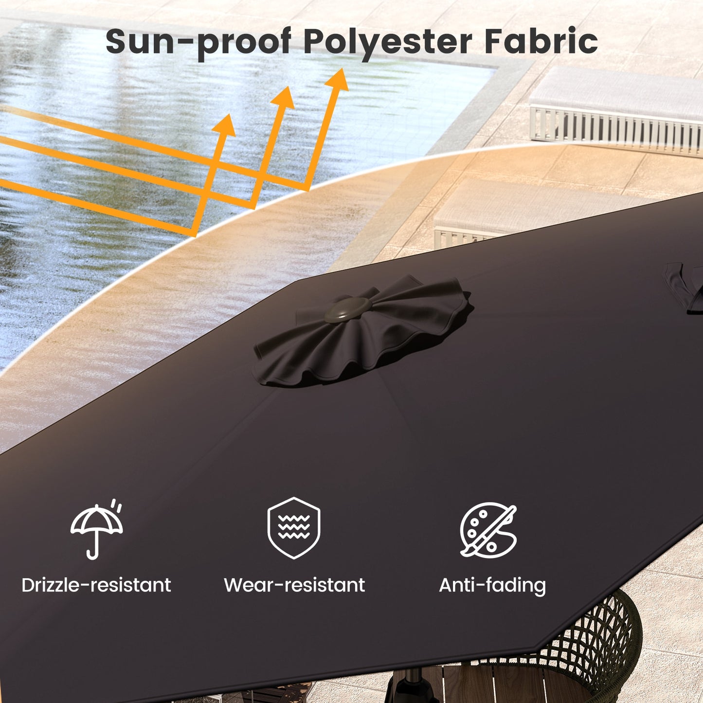 7.5 Feet Outdoor Patio Heavy Duty Market Umbrella, Black Outdoor Umbrellas at Gallery Canada