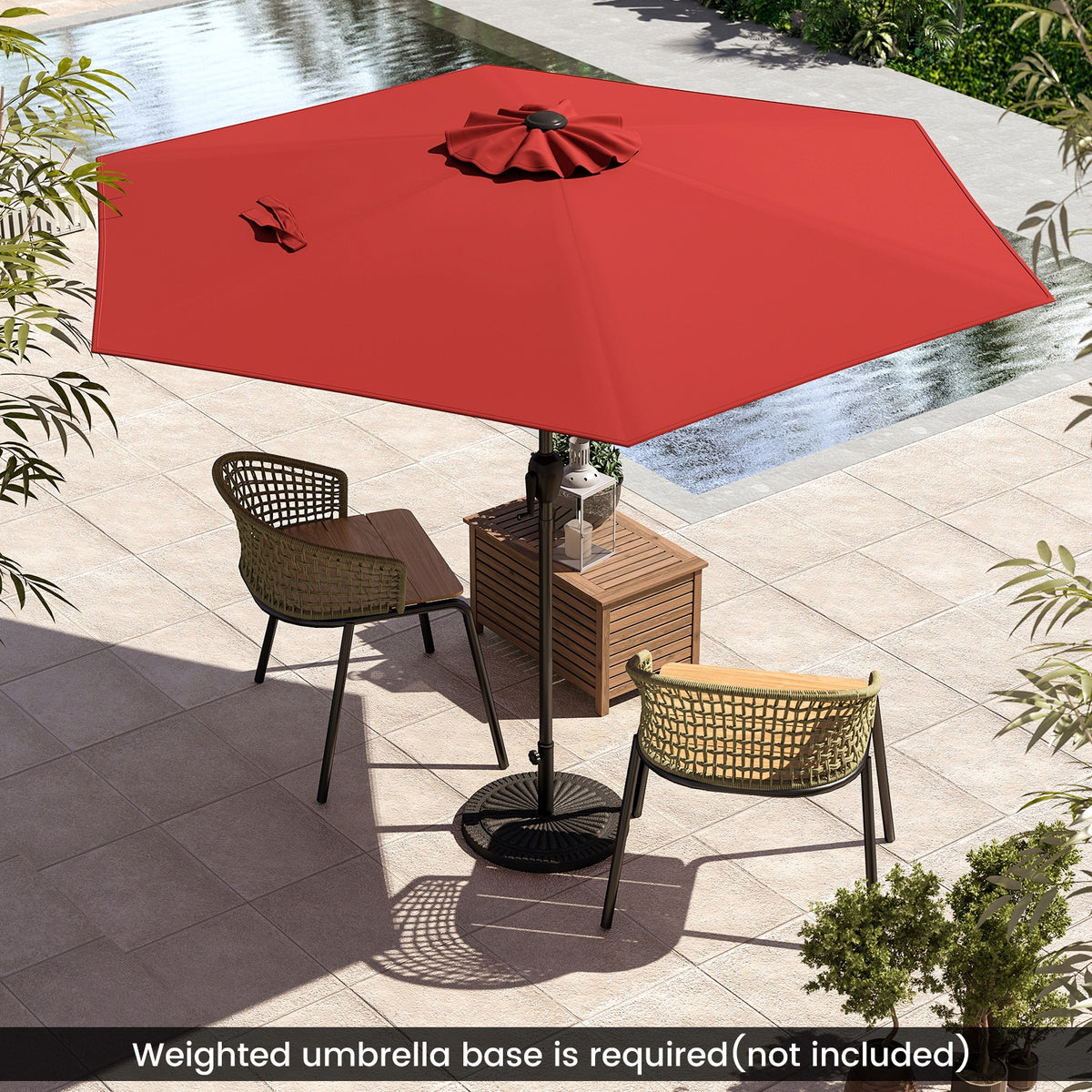 7.5 Feet Outdoor Patio Market Umbrella, Push Button Tilt, Burgundy Outdoor Umbrellas at Gallery Canada