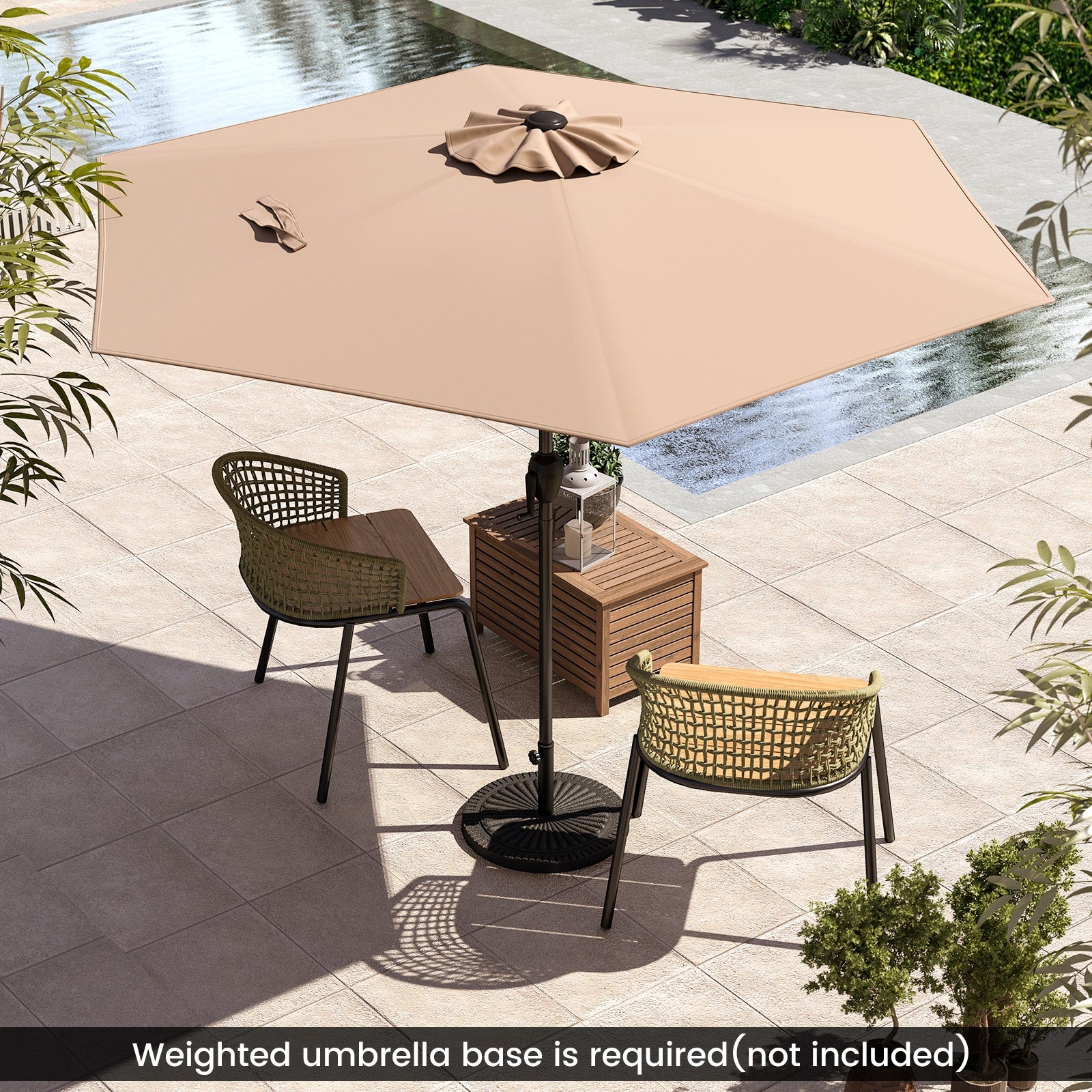7.5 Feet Outdoor Patio Umbrella With Push Button Tilt, Tan Outdoor Umbrellas at Gallery Canada