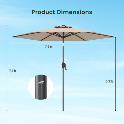 7.5 Feet Outdoor Patio Umbrella With Push Button Tilt, Tan Outdoor Umbrellas at Gallery Canada