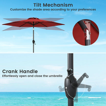 7.5 Feet Outdoor Patio Market Umbrella, Push Button Tilt, Burgundy Outdoor Umbrellas at Gallery Canada