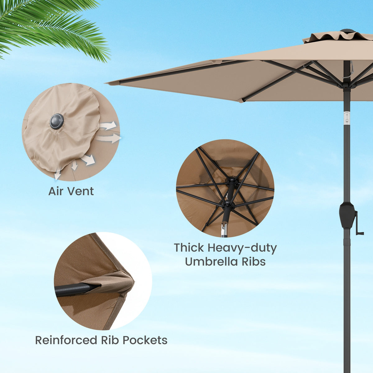 7.5 Feet Outdoor Patio Umbrella With Push Button Tilt, Tan Outdoor Umbrellas at Gallery Canada