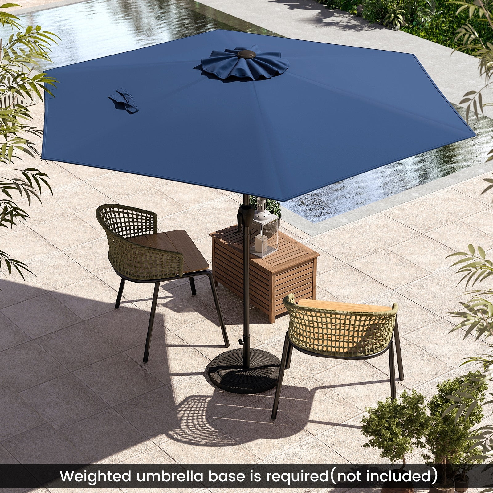 7.5 Feet Heavy Duty Patio Market Umbrella, Push Button Tilt, Navy Outdoor Umbrellas at Gallery Canada