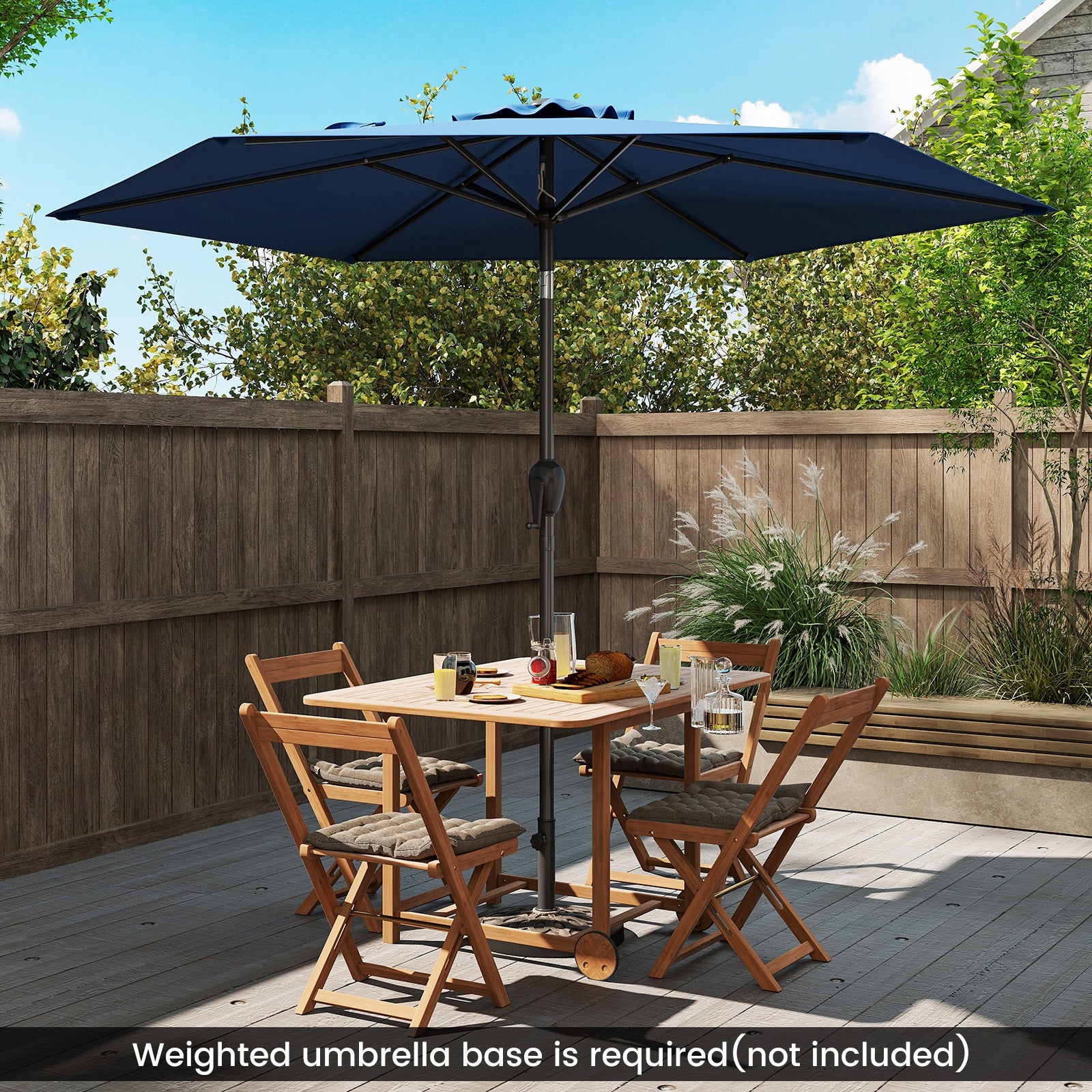 7.5 Feet Heavy Duty Patio Market Umbrella, Push Button Tilt, Navy Outdoor Umbrellas at Gallery Canada