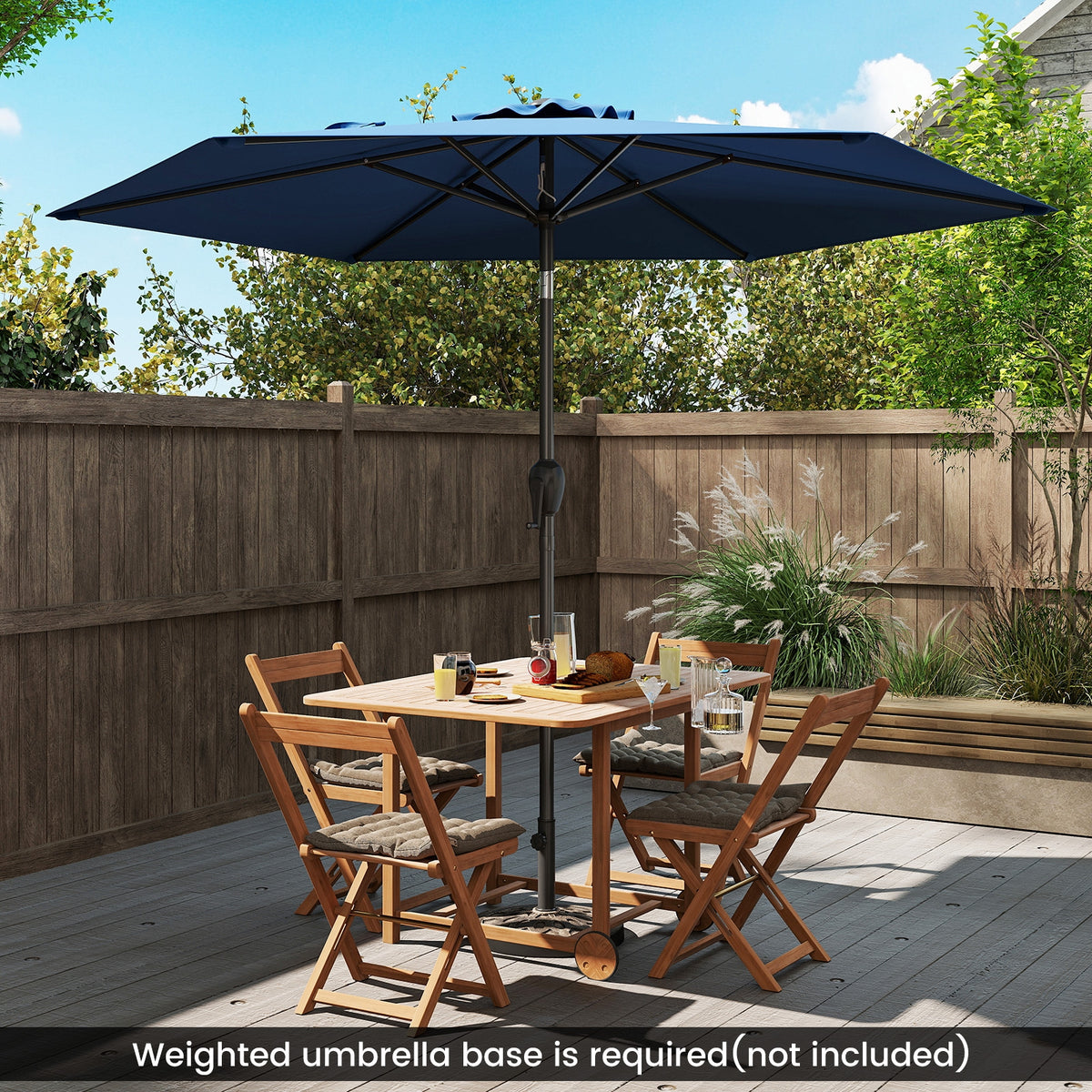 7.5 Feet Heavy Duty Patio Market Umbrella, Push Button Tilt, Navy Outdoor Umbrellas at Gallery Canada