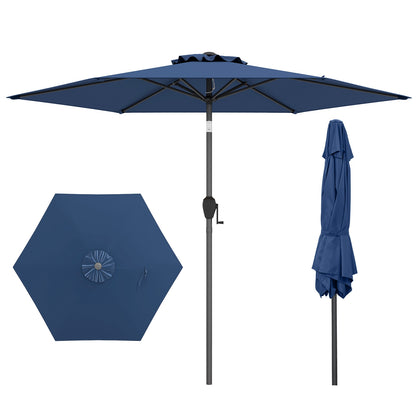 7.5 Feet Heavy Duty Patio Market Umbrella, Push Button Tilt, Navy Outdoor Umbrellas at Gallery Canada