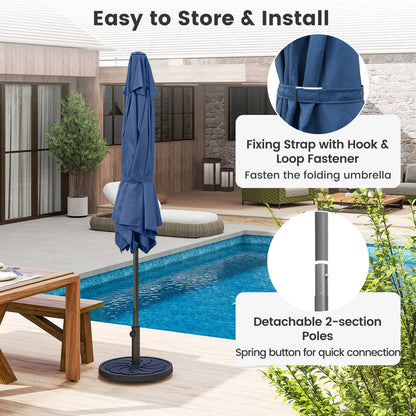 7.5 Feet Heavy Duty Patio Market Umbrella, Push Button Tilt, Navy Outdoor Umbrellas at Gallery Canada
