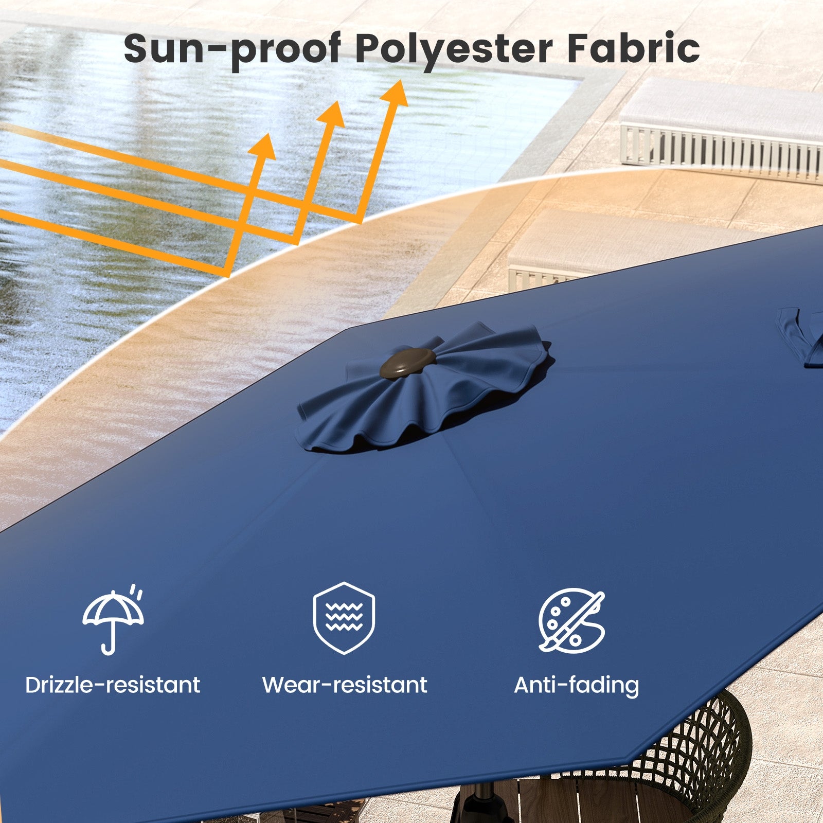 7.5 Feet Heavy Duty Patio Market Umbrella, Push Button Tilt, Navy Outdoor Umbrellas at Gallery Canada