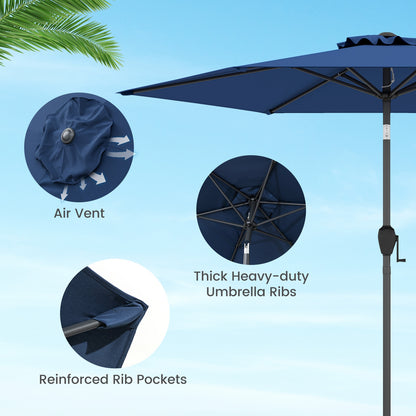 7.5 Feet Heavy Duty Patio Market Umbrella, Push Button Tilt, Navy Outdoor Umbrellas at Gallery Canada