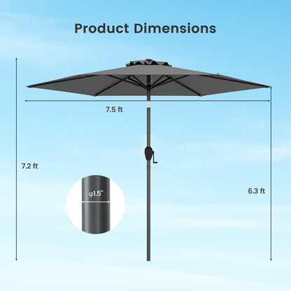 7.5 Feet Outdoor Patio Heavy Duty Market Umbrella, Gray Outdoor Umbrellas at Gallery Canada
