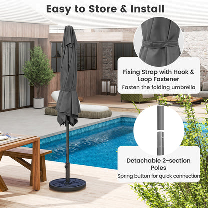 7.5 Feet Outdoor Patio Heavy Duty Market Umbrella, Gray Outdoor Umbrellas at Gallery Canada