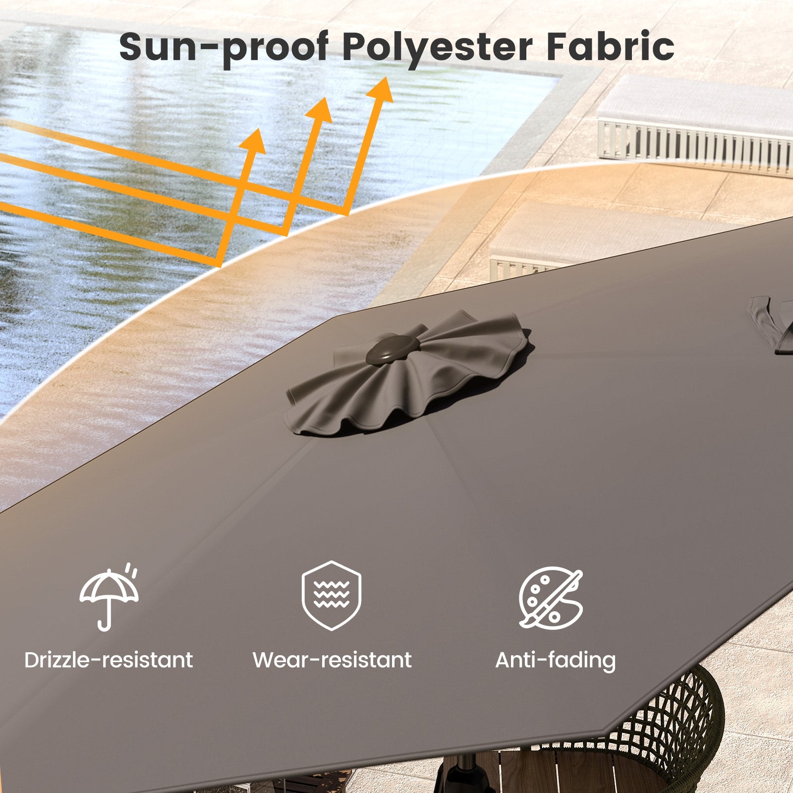 7.5 Feet Outdoor Patio Heavy Duty Market Umbrella, Gray Outdoor Umbrellas at Gallery Canada