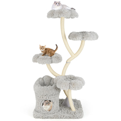 Freestanding Cat Tower, Four Flower Platforms, Sisal Scratching Posts, Gray Cat Trees Condos & Scratchers at Gallery Canada