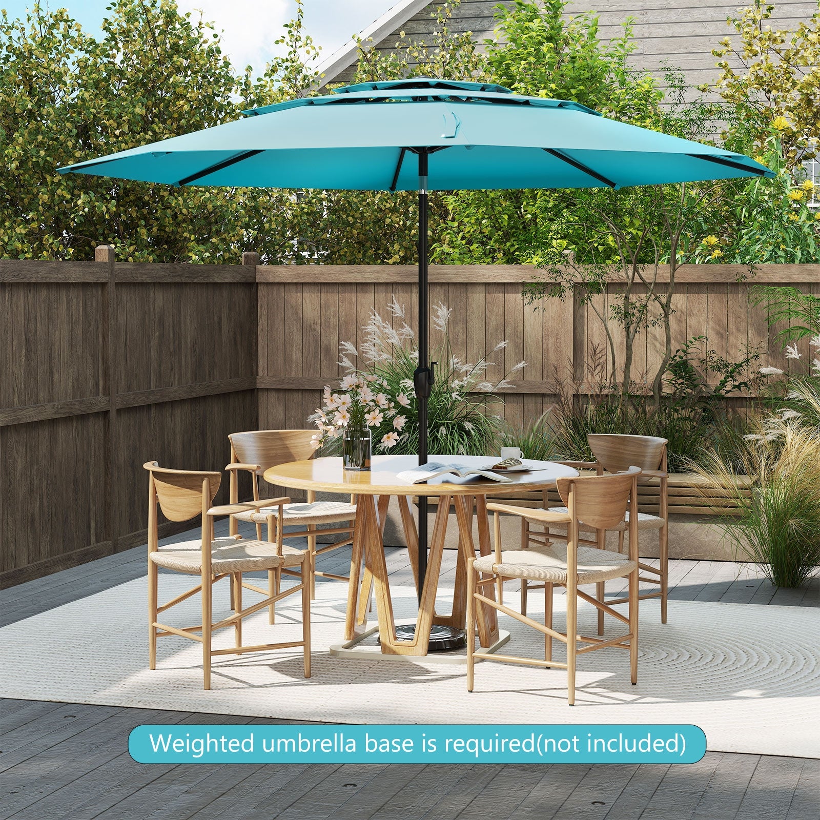 10 ft 3-Tier Vented Patio Umbrella, Push Button Tilt, Green Outdoor Umbrellas at Gallery Canada