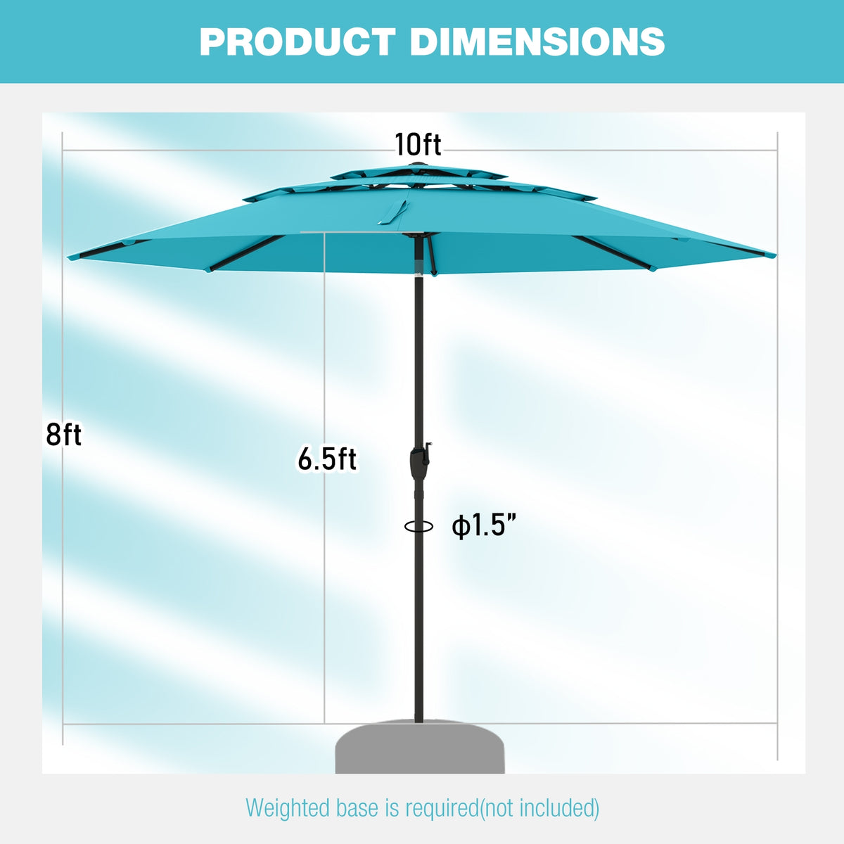 10 ft 3-Tier Vented Patio Umbrella, Push Button Tilt, Green Outdoor Umbrellas at Gallery Canada