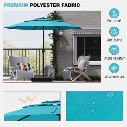 10 ft 3-Tier Vented Patio Umbrella, Push Button Tilt, Green Outdoor Umbrellas at Gallery Canada